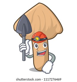 Miner inocybe mushroom mascot cartoon