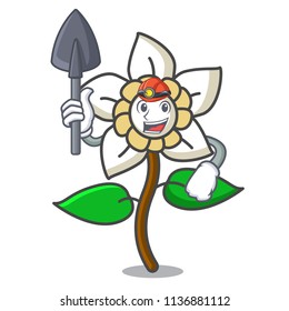 Miner jasmine flower mascot cartoon