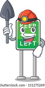 Miner keep left sign mascot road