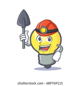 Miner light bulb character cartoon