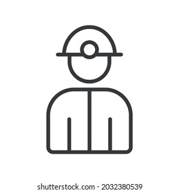 Miner linear icon. Cryptocurrency. Thin line customizable illustration. Contour symbol. Vector isolated outline drawing. Editable stroke