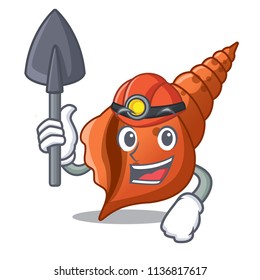 Miner long shell mascot cartoon