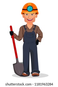 Miner Man Mining Worker Handsome Cartoon Stock Vector (Royalty Free ...