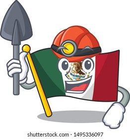 Miner Mexican flag isolated with the character