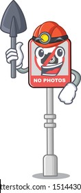 Miner no camera isolated with the cartoon