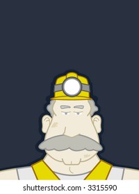 A miner on a blue background