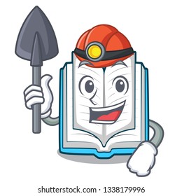 Miner opened book in the shape mascot