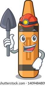 Miner orange crayon cartoon