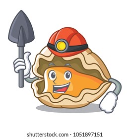 Miner oyster mascot cartoon style
