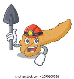 Miner pancreas mascot cartoon style