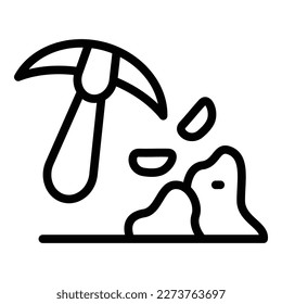 Miner pickaxe icon outline vector. Stone rock. Money dig