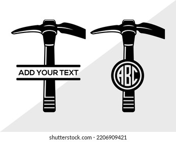 Miner Pickaxe Monogram SVG Printable Vector Illustration