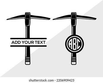 Miner Pickaxe Monogram SVG Printable Vector Illustration