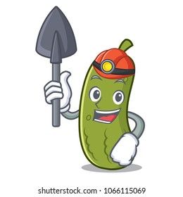 Miner pickle mascot cartoon style
