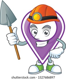 Miner pin location cartoon character with mascot