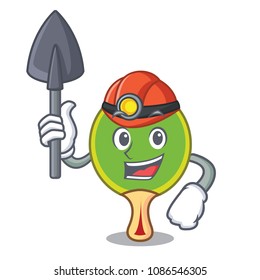 Miner ping pong racket mascot cartoon