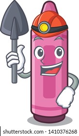 Miner pink crayons in the character shape