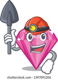 Miner pink diamond in the mascot shape