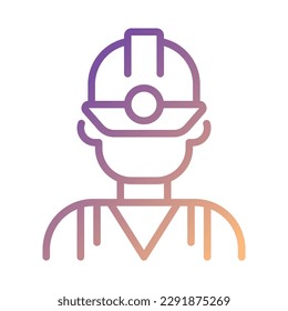 Miner pixel perfect gradient linear vector icon. Manual labour. Coal mining industry employee. Protective equipment. Thin line color symbol. Modern style pictogram. Vector isolated outline drawing