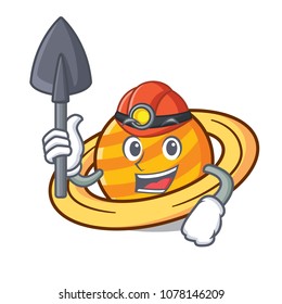 Miner planet saturnus mascot cartoon