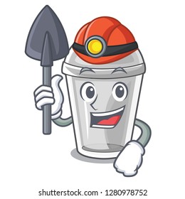 Miner plastic cup isolated on with mascot