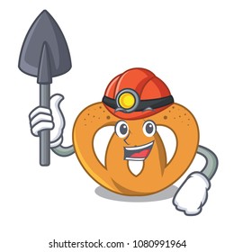 Miner pretzel mascot cartoon style