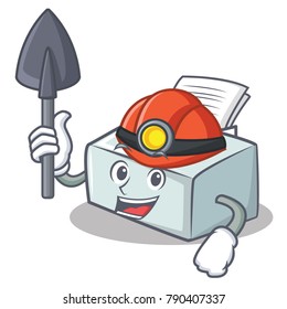 Miner printer mascot cartoon style