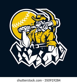 Miner prospector baseball mascot .