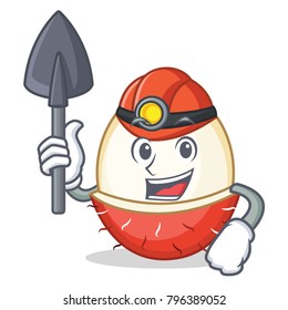 Miner rambutan mascot cartoon style