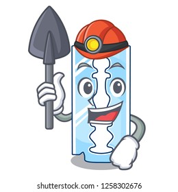Miner razor blade and border cartoon cyan