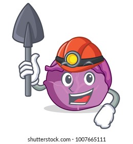 Miner red cabbage mascot cartoon