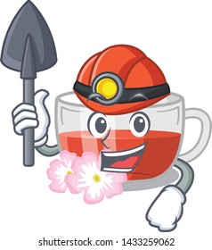 Miner rosehip tea isolated with the cartoon