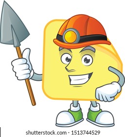 Miner rounded sticker paper cartoon character style.