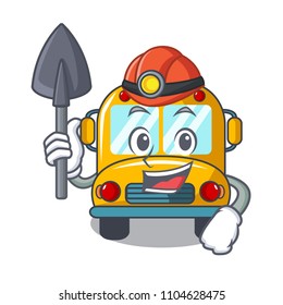 Miner school bus mascot cartoon