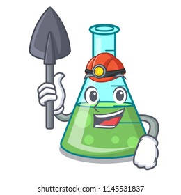 Miner science beaker mascot cartoon