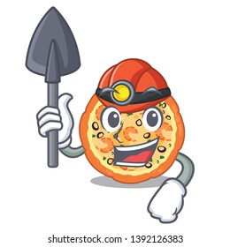 Miner seafood pizza in the mascot shape