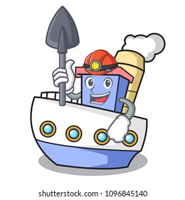 Miner ship mascot cartoon style