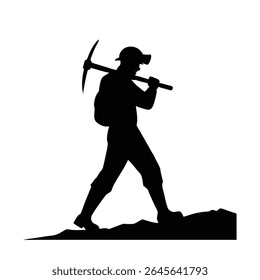 Miner Silhouette Vector – Worker with Pickaxe Resting on Shoulder