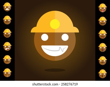 Miner smile in flat design style