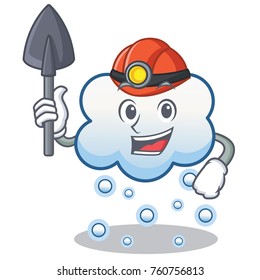 Miner snow cloud character cartoon vector illustration