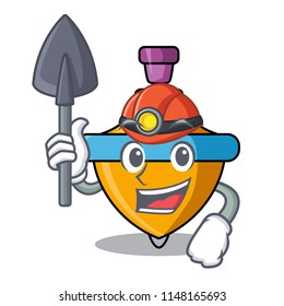 Miner spinning top mascot cartoon