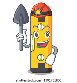 Miner spirit level above wooden table character