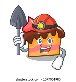 Miner sponge cake mascot cartoon