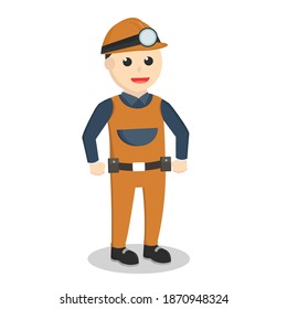 Miner standing pose design character on white background