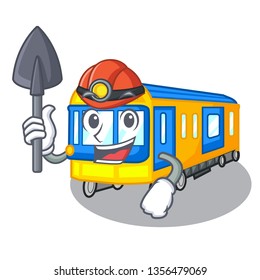 Miner subway train isolated in the cartoon