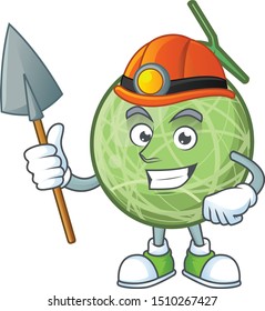 Miner sweet melon fruit character mascot shape.