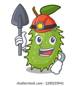 Miner sweet soursop fruit in cartoon kitchen