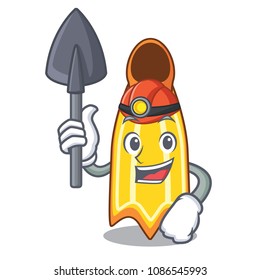 Miner swim fin mascot cartoon