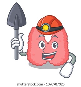 Miner thyroid mascot cartoon style