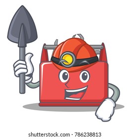 Miner tool box character cartoon